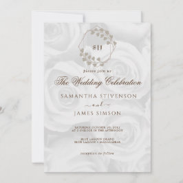 Invitación Elegante Boda de fondo de ROses blanco