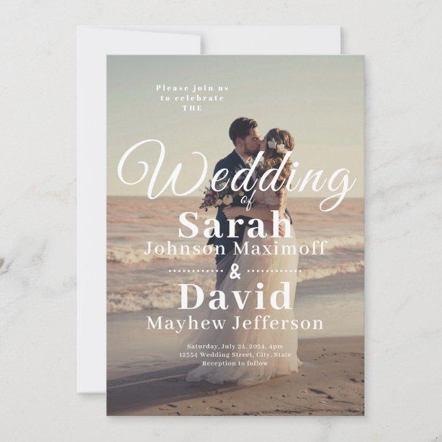 Invitación Elegante Boda de fondo fotográfico (Anverso)