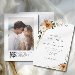 Invitación Elegante Boda de Foto Botánica de Cobre y Terroso
