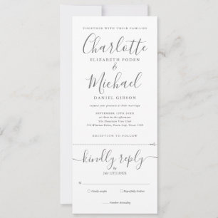 Invitación Elegante boda de foto con guión blanco gris todo e