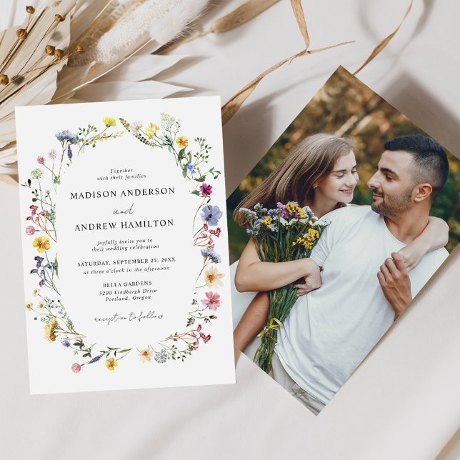 Invitación Elegante Boda de foto de Wildflower Meadow (Subido por el creador)