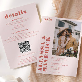 Invitación Elegante boda de fotografía audaz beige terracota