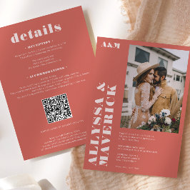 Invitación Elegante boda de fotografía beige de terracota sim
