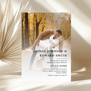 Invitación Elegante Boda de fotografía blanco negro simple