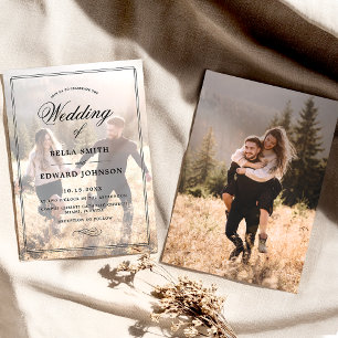 Invitación Elegante Boda de fotografía blanco negro simple