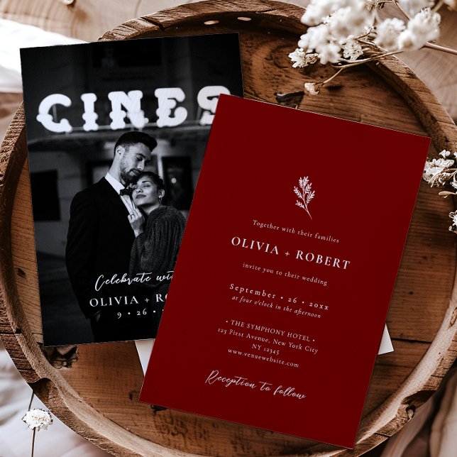 Invitación Elegante Boda de fotografía botánica Minimalista (Subido por el creador)