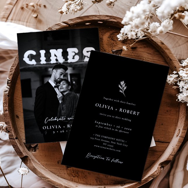 Invitación Elegante Boda de fotografía botánica Minimalista (Subido por el creador)