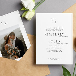 Invitación Elegante boda de fotografía clásico blanco y negro