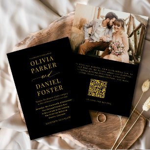 Invitación Elegante Boda de fotografía clásico de código QR d