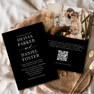 Invitación Elegante Boda de fotografía clásico de código QR n