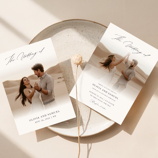 Invitación Elegante Boda de fotografía con escritura negra en (Subido por el creador)