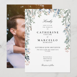 Invitación Elegante Boda de fotografía con flores silvestres