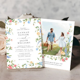 Invitación Elegante Boda de fotografía con flores silvestres