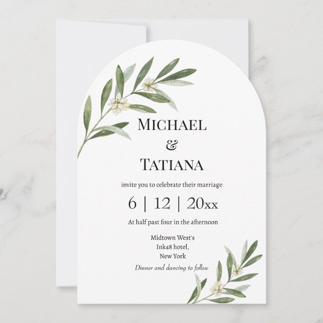 Invitación elegante boda de fotografía de arco de código rsvp (Anverso)