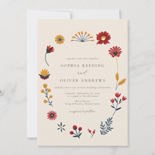 Invitación Elegante Boda de fotografía de Boho Hygge Floral (Anverso)