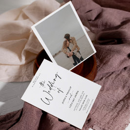 Invitación Elegante boda de fotografía de caligrafía blanca n