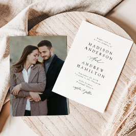 Invitación Elegante Boda de fotografía de caligrafía negra