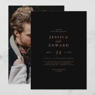 Invitación Elegante Boda de fotografía de caligrafía púrpura 