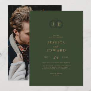 Invitación Elegante Boda de fotografía de casual de verde