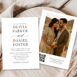Invitación Elegante Boda de fotografía de código QR moderno