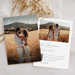 Invitación Elegante Boda de fotografía de código QR ruso de B