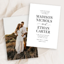 Invitación Elegante Boda de fotografía de escritura simple ca
