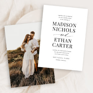 Invitación Elegante Boda de fotografía de escritura simple ca