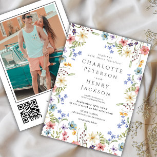 Invitación Elegante Boda de fotografía de flor silvestre de p