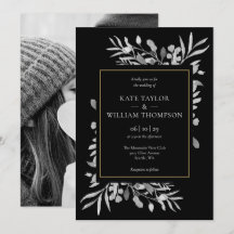 Elegante Boda de fotografía de follaje blanco negr