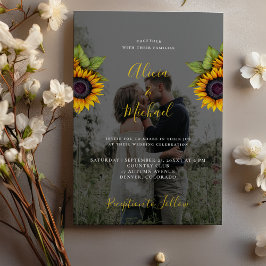 Invitación Elegante boda de fotografía de girasol moderno