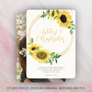 Invitación Elegante Boda de fotografía de girasol rústico