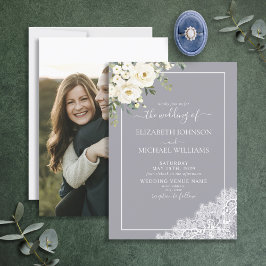 Invitación Elegante Boda de fotografía de guion grisáceo mode