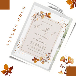 Invitación Elegante Boda de fotografía de la hoja de otoño de