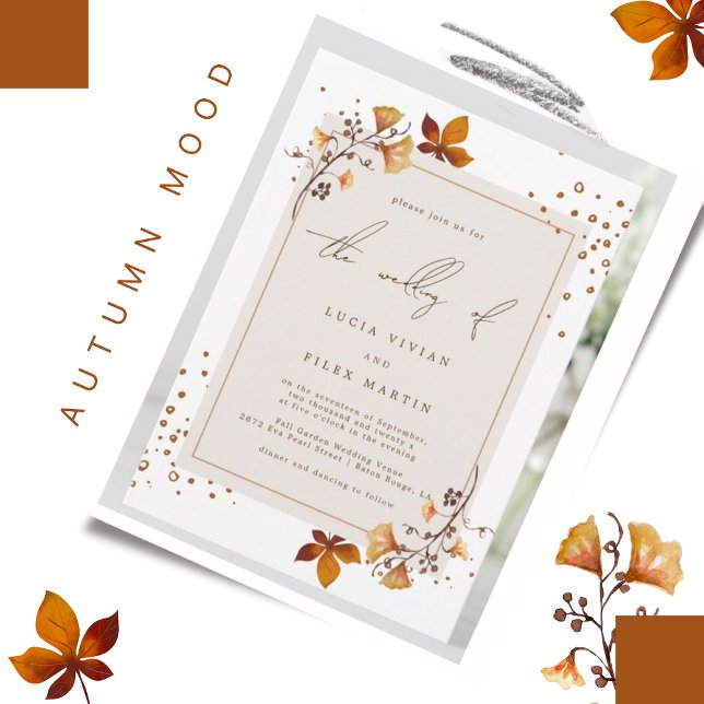 Invitación Elegante Boda de fotografía de la hoja de otoño de (Subido por el creador)