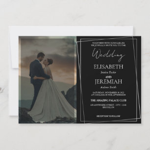 Invitación Elegante Boda de fotografía de lujo dorado y negro