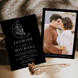 Invitación Elegante Boda de fotografía de luna y estrellas ne