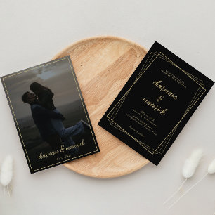 Invitación Elegante Boda de fotografía de marco geográfico