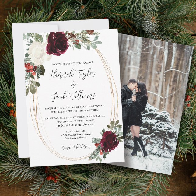 Invitación Elegante Boda de fotografía de Navidades de invier (Subido por el creador)