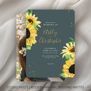 Invitación Elegante Boda de fotografía de pizarra de girasol 