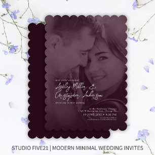 Invitación Elegante Boda de fotografía de Pluma Profunda Duot