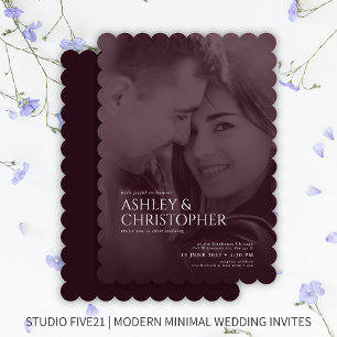 Invitación Elegante Boda de fotografía de Pluma Profunda Duot