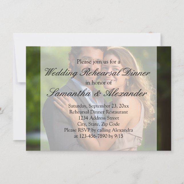 Invitación Elegante Boda de fotografía de Sheer Overlay (Anverso)