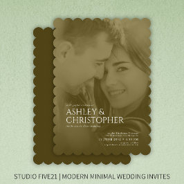 Invitación Elegante Boda de fotografía del Duotone Marrón Dor