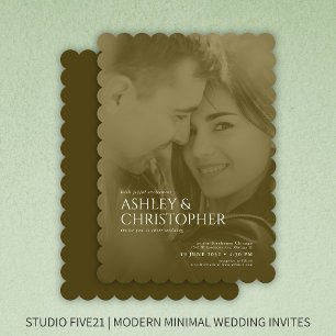 Invitación Elegante Boda de fotografía del Duotone Marrón Dor