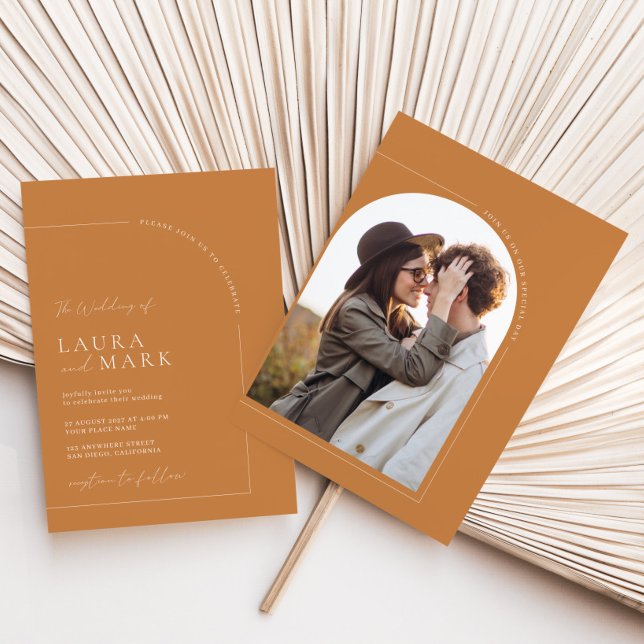 Invitación Elegante Boda de fotografía del Naranja Brunt Mini (Subido por el creador)