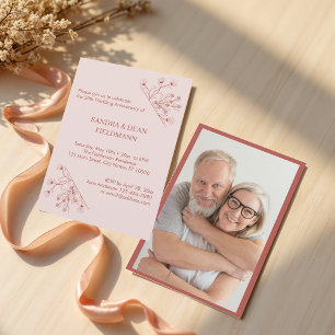 Invitación Elegante Boda de fotografía floral 50º aniversario
