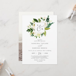 Invitación Elegante Boda de fotografía floral blanca