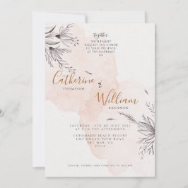 Invitación Elegante Boda de fotografía floral de color blanco