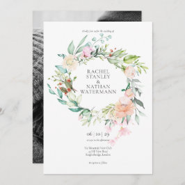 Invitación Elegante Boda de fotografía floral de color de agu