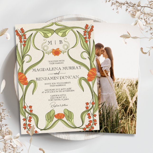 Invitación Elegante Boda de fotografía floral de estilo Art N (Subido por el creador)